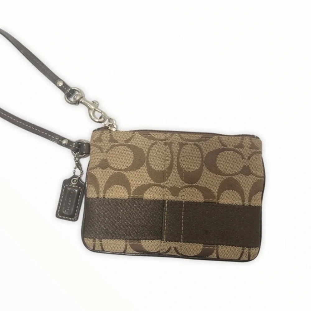 Coach brown signature striker wristlet